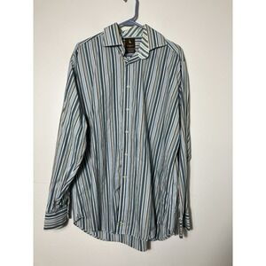 Taylor bird Dress Shirt Men's XL‎ 100% Cotton Striped Long Fitted Sleeves Preppy